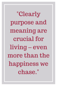 Clearly, purpose and meaning are crucial for living – even more than the happiness we chase.