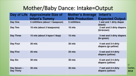 Mother/Baby Dance: Intake=Output chart